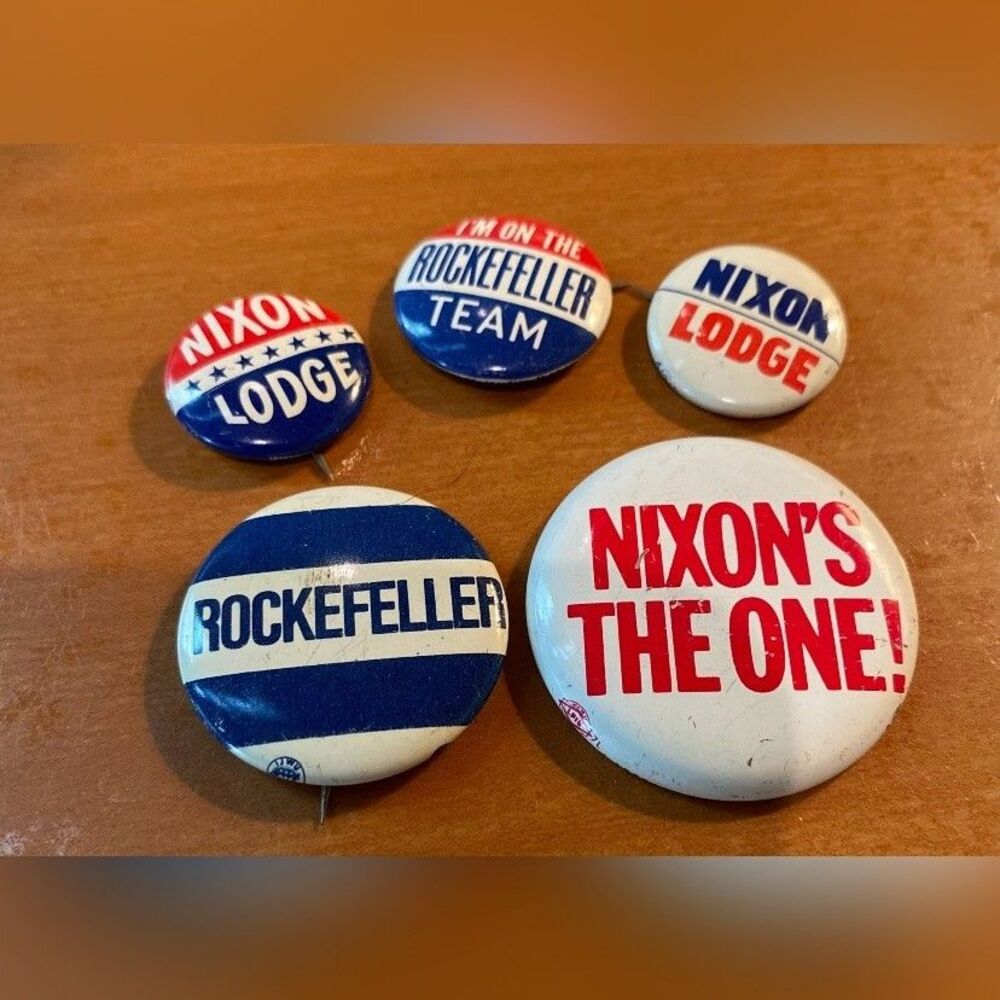 Vintage Nixon Rockefeller Lodge Campaign Button Lot Pinback Red White Blue USA